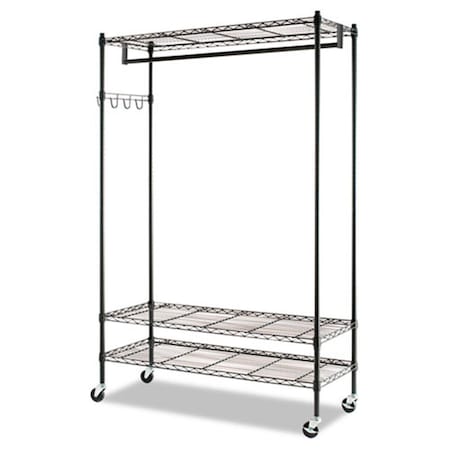 Final Destination Wire Shelving Garment Rack, Coat Rack, Stand Alone Rack with Casters - Black Steel FI2659827